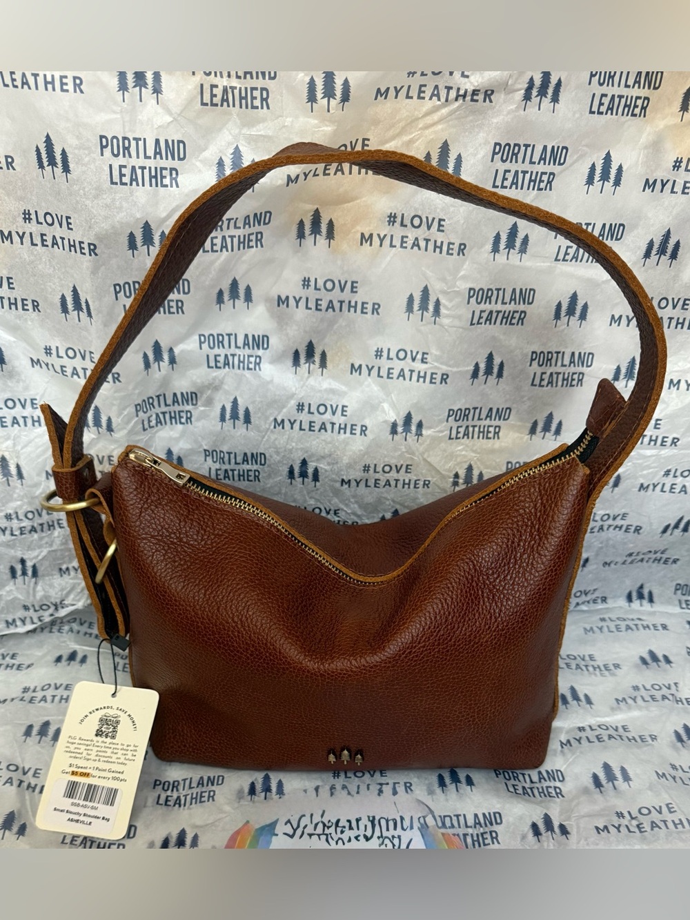 Portland Leather Slouchy Asheville Medium Brown Pebbled Shoulder Bag Small NWT